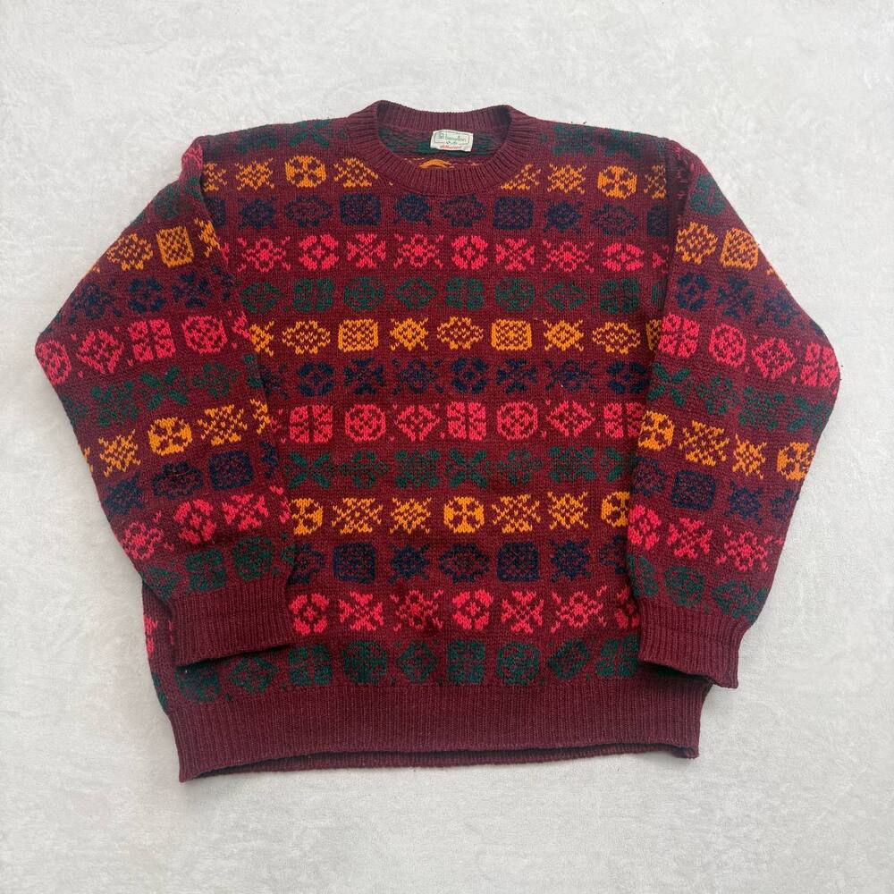 Benetton Men's Sweater Burgundy Size XL Shetland Wool Vintage 90s Made in Italy